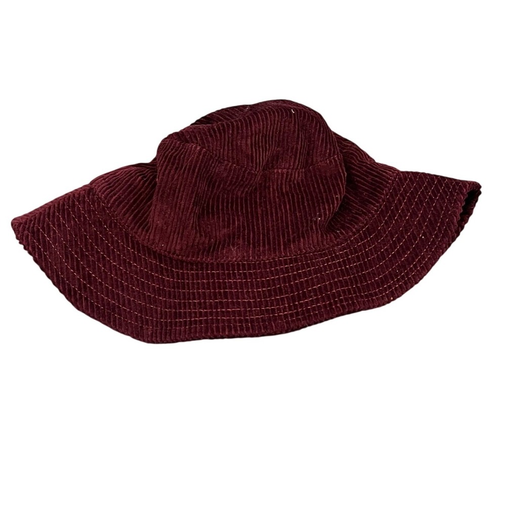 Lucky Brand Bucket Hat Womens OS Burgundy Corduroy Wide Wale Retro Aesthetic